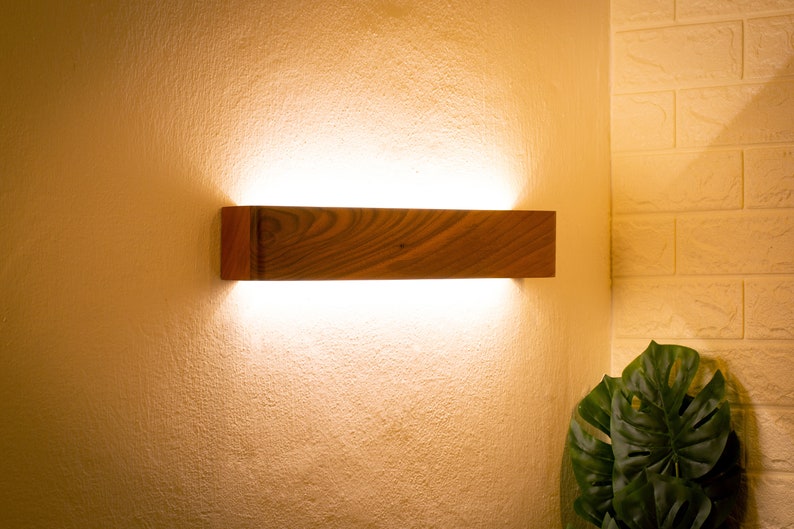 Walnut Minimalist Wooden Linear Wall Lamp