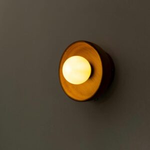 Walnut Round Wall Sconce