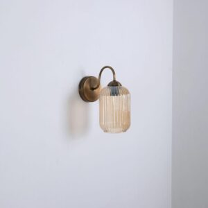 Amber Ribbed Glass Wall Lamp