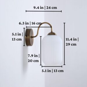 Amber Ribbed Glass Wall Lamp
