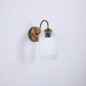 Amber Ribbed Glass Wall Lamp