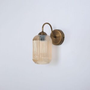 Amber Ribbed Glass Wall Lamp