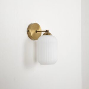 Vintage Wall Sconce with Amber Glass Shade