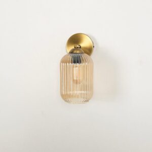 Vintage Wall Sconce with Amber Glass Shade