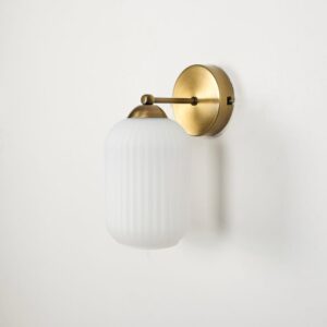 Vintage Wall Sconce with Amber Glass Shade
