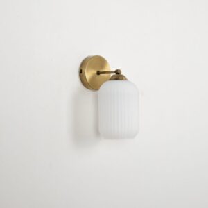 Vintage Wall Sconce with Amber Glass Shade